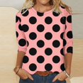 thumbnail image 1 of BVOFAR Women's Polka Dot T-Shirts Casual Crew Neck Tops 3/4 Sleeve Loose Fit Shirts Trendy Comfy Tees 2025, 1 of 5