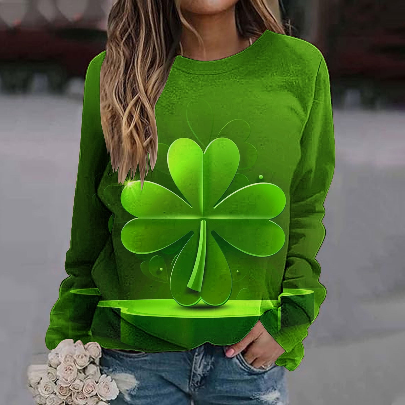 St Patrick's Day Shamrock Print Pattern Women's Sweatshirt