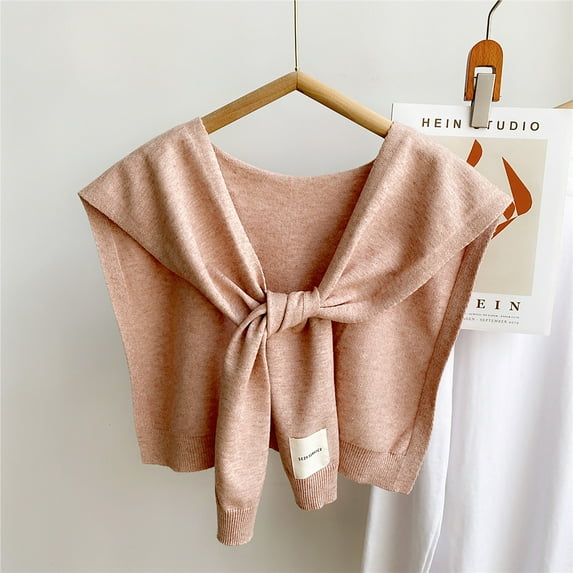 BVOFAR Women's Shawl Wraps Fashion Knitted Sweater Knotted Shawls Solid Color Casual Cape Shoulder Collar Travel Scarf
