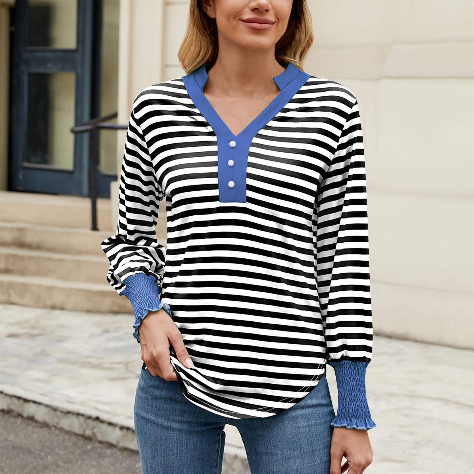 Ladies Top Striped Floral Patchwork Ladies T-Shirt main image 1