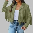 thumbnail image 1 of BVOFAR Women's Suede Leather Jacket Trendy Fringe Long Sleeve Cropped Jackets Western Tassel Cowboy Style Coats, 1 of 7
