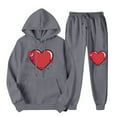 thumbnail image 1 of BVOFAR Women's Tracksuit Two Piece Outfits Novelty Heart Graphic Long Sleeve Hoodies Drawstring Sweatpants Casual Loose Fit Sweatsuits with Pockets, 1 of 7