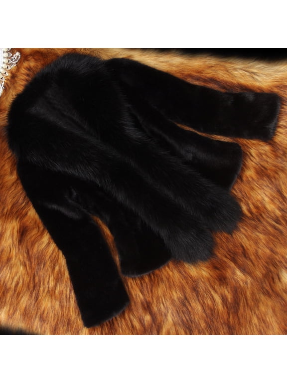 Women's Winter Warm Party Jacket Faux Fur Coats Wrap Shawl Overcoat Plus Size Thick Jackets Solid Color Open Front Cardigans