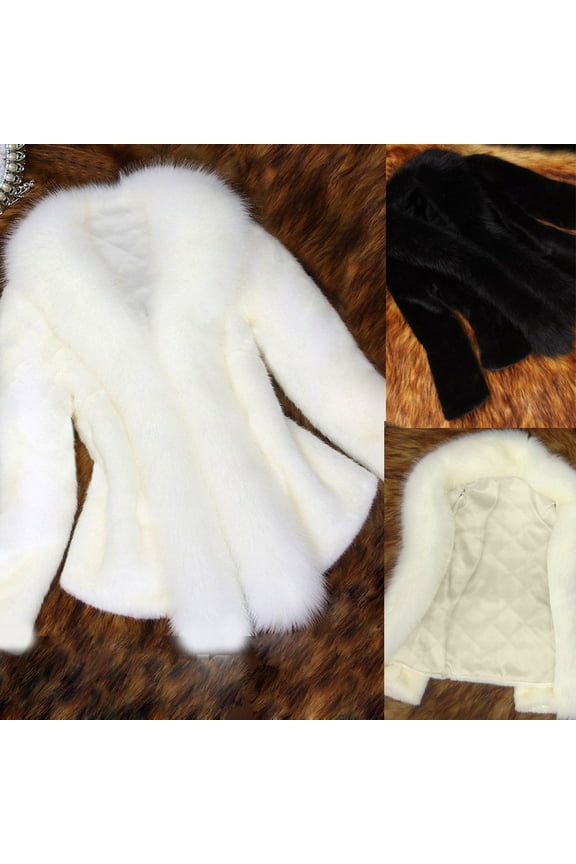 Women's Winter Warm Party Jacket Faux Fur Coats Wrap Shawl Overcoat Plus Size Thick Jackets Solid Color Open Front Cardigans