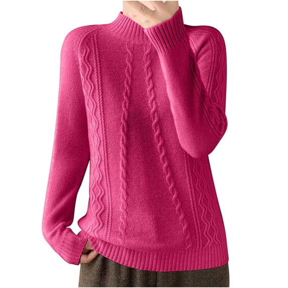 BVOFAR Womens Cable Knit Sweaters Cozy Long Sleeve Pullover Loose Mock Neck Lightweight Sweater Casual Warm Texure Tops