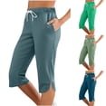 thumbnail image 1 of BVOFAR Womens Capri Pants Casual Summer Elastic Waist Yoga Capris Lightweight Side Split Workout Crop Trousers with Pockets Vacation Beach Pant Army Green XL, 1 of 9