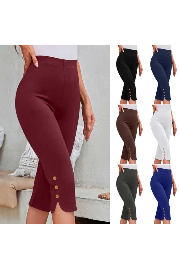 Womens Capri Pants Dressy Casual High Waist Capris Stretchy Tummy Control Crop Leggings Buttery Soft Yoga Pants Black L
