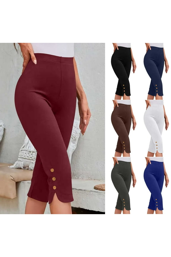 Womens Capri Pants Dressy Casual High Waist Capris Stretchy Tummy Control Crop Leggings Buttery Soft Yoga Pants Brown XXL