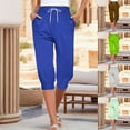 thumbnail image 1 of BVOFAR Womens Capri Pants with Pockets Stretch Straight Leg Joggers Drawstring Elastic Waist Crop Pant Solid Color Summer Pedal Pushers for Vacation Beach Mint Green M, 1 of 7