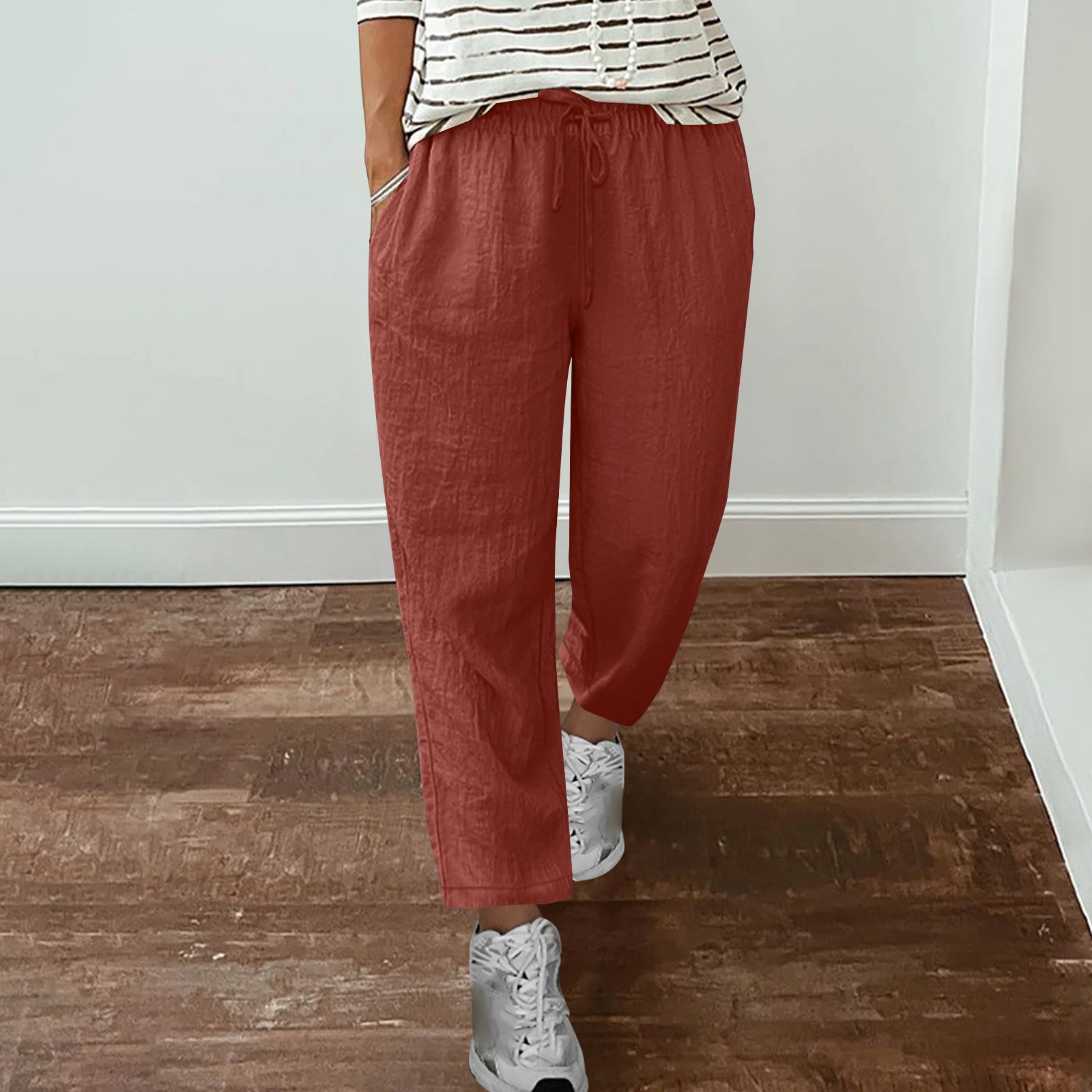 Casual Unique Satin Sun Print Loose Elastic Waist Drawstring Pocket Wide Leg Pants