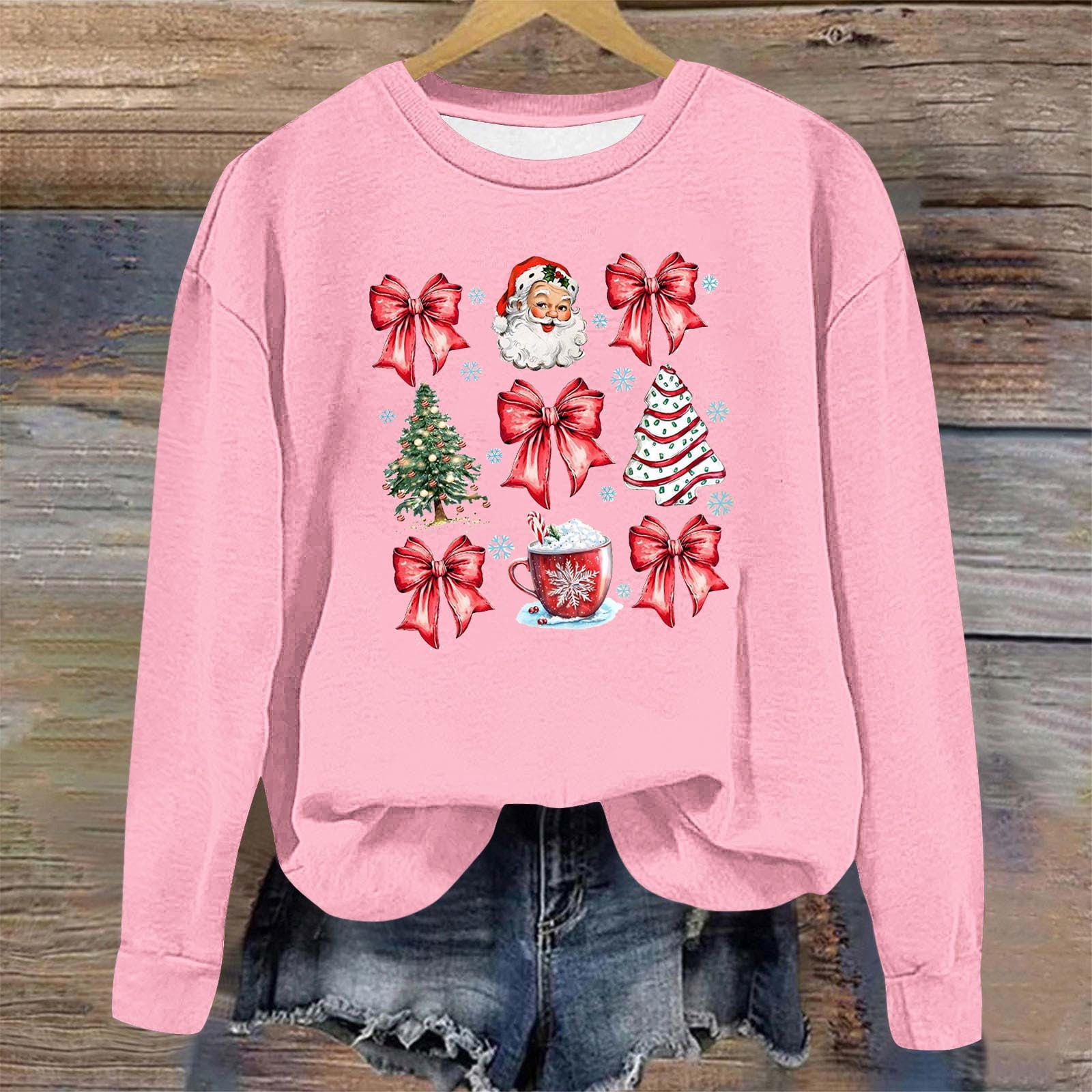 BVOFAR Womens Christmas Sweatshirts Funny Cute Graphic Pullovers Long
