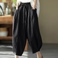 thumbnail image 1 of BVOFAR Womens Cotton Linen Pants Casual Summer Palazzo Pants Baggy Wide Leg Drawstring Elastic Waist Trousers with Pockets 2025, 1 of 4