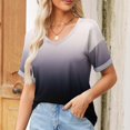 thumbnail image 1 of BVOFAR Womens Gradient Casual Tops Plus Size Loose Color Block Shirts V Neck Short Sleeve T-Shirts Summer Trendy Blouses 2025, 1 of 8