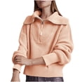 thumbnail image 1 of BVOFAR Womens Half Zip Pullover Sweaters Cozy Lapel Collar Knitted Jumpers Oversized Long Sleeve Soft Tops Casual Solid Color Top, 1 of 5