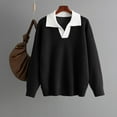 thumbnail image 1 of BVOFAR Womens Oversized Sweaters Casual Ribbed Knit Henley Neck Pullover Comfy Lapel Collar Long Sleeve Tops Fall Winter Jumpers, 1 of 5