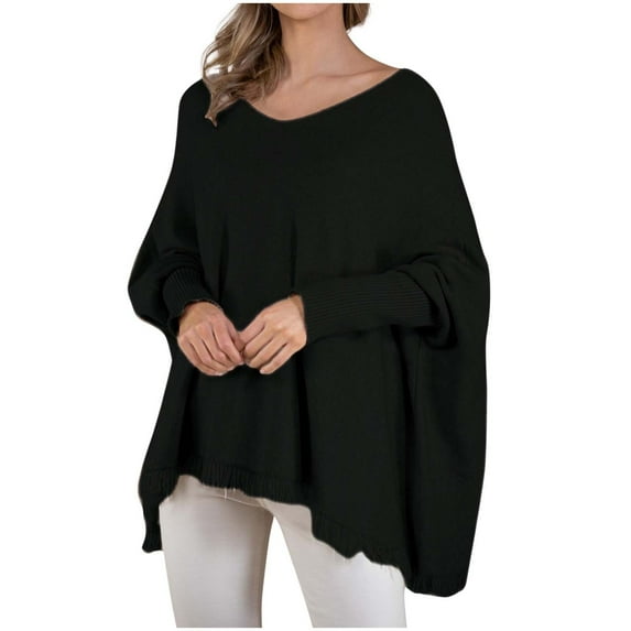 BVOFAR Womens Oversized Sweaters Trendy Long Batwing Sleeve V Neck Pullover Comfy Knitted Tassel Hem Jumpers Loose Fit fashion Sweater