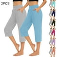 thumbnail image 1 of BVOFAR Womens Pull On Capri Pants Lightweight High Waist Yoga Capris Comfy Straight Leg Lounge Pants with Pockets Purple XL, 1 of 10