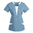 thumbnail image 1 of BVOFAR Womens Scrub Tops 2025 Stretch V Neck Nurse Uniform Short Sleeve Fashion Patchwork Scrubs with Pockets, 1 of 2