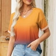 thumbnail image 1 of BVOFAR Womens Summer Trendy Shirts 2025 Plus Size Gradient Tops Casual V Neck T-Shirts Short Sleeve Loose Blouses, 1 of 8