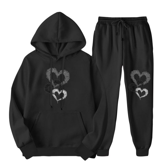 BVOFAR Womens Sweatsuits 2 Piece Set Lounge Sets Heart Print Long Sleeve Hoodies and Pants Sets Jogger Track Suits Matching Sweat Sets