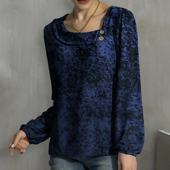 BVOFAR Womens Velvet Slim Fit Tops Elegant Versatile Top Long Sleeve Asymmetrical Neck Shirts Fashion Soft Comfy Blouses 2025