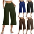 thumbnail image 1 of BVOFAR Womens Wide Leg Yoga Capris Sift Crossover High Waist Crop Track Pants Loose Fit Lounge Trousers with Pockets Pull On Pedal Pushers Black M, 1 of 8