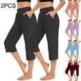 thumbnail image 1 of BVOFAR Workout Capri Pants for Women with Pocket Lightweight Pull On Capris Elastic High Waist Stretch Yoga Pant Summer Casual Lounge Trousers 2 Pack Dark Gray XXXL, 1 of 10