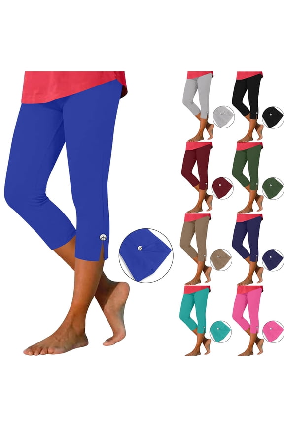 Yoga Capris Pants for Women Stretchy High Waisted Capri Leggings Athletic Workout Cropped Pant Summer Trousers Navy XXXL