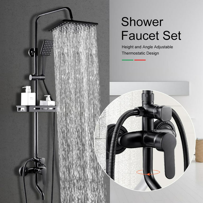 Bathroom Shower Set Faucet Bath Shower Mixer Tap 8 Rainfall Head Shower  System Bathtub Faucet With