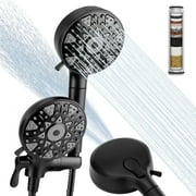 BVSOIVIA Filtered HandHeld Shower Head Combo,5inch Round Filtered Shower Head,High Pressure Rainfall dual Showerhead with Filter,3-Way Rainfall Combo with Stainless Steel Hose