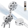 thumbnail image 1 of BVSOIVIA Filtered Shower Head,High Pressure 3-Way Rainfall Combo,5inch Round Hand Held Shower Head Filtered,6-Setting Hand Held Shower Separately or Together, Stainless Steel Hose, 1 of 9