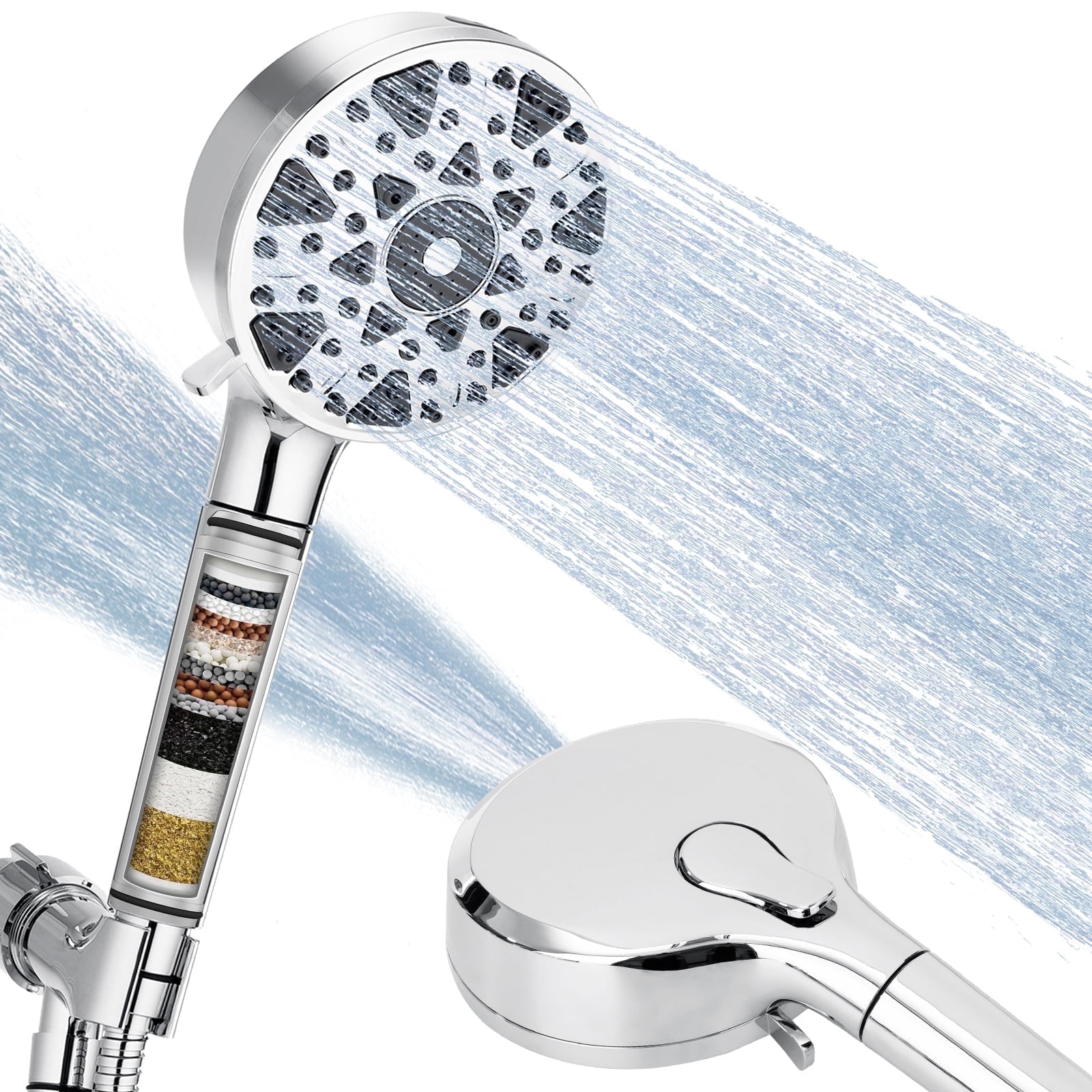 BVSOIVIA Filtered Shower Head with Handheld,7-Spray Setting Shower Head ...