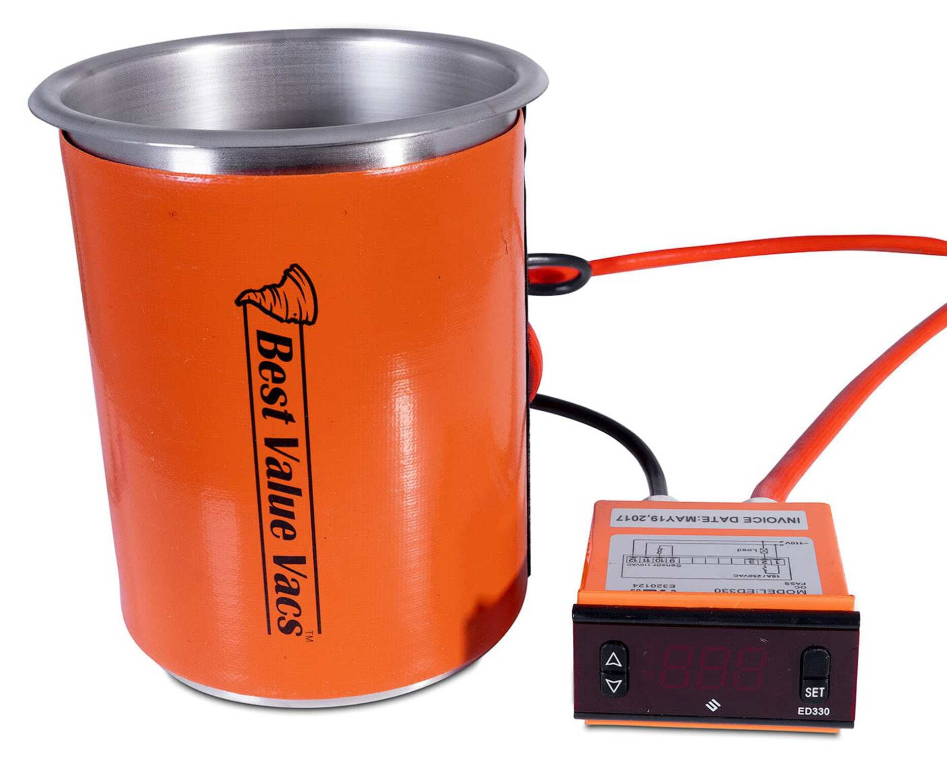 BVV 2QT Stainless Tall Vacuum Chamber Digital Heating Jacket