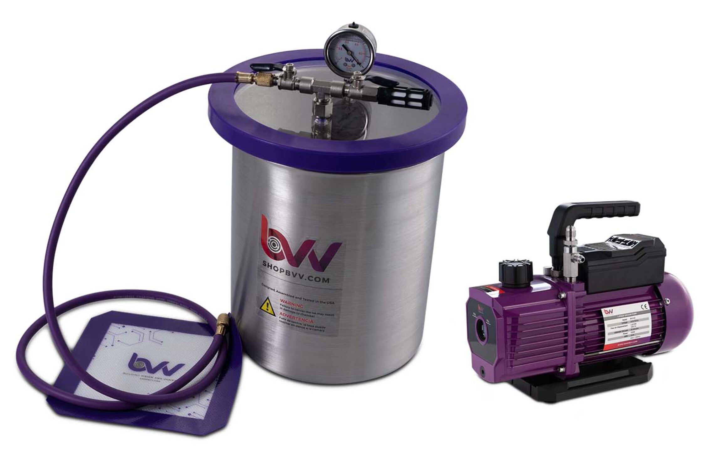 BVV 3 Gallon Stainless Steel Vacuum Chamber and Pump Kit
