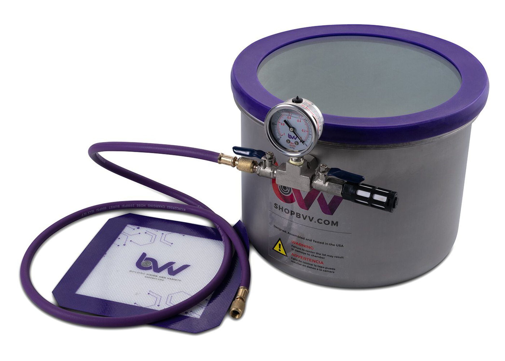 BVV 3 Gallon Wide Stainless Steel Side Mount Vacuum Chamber