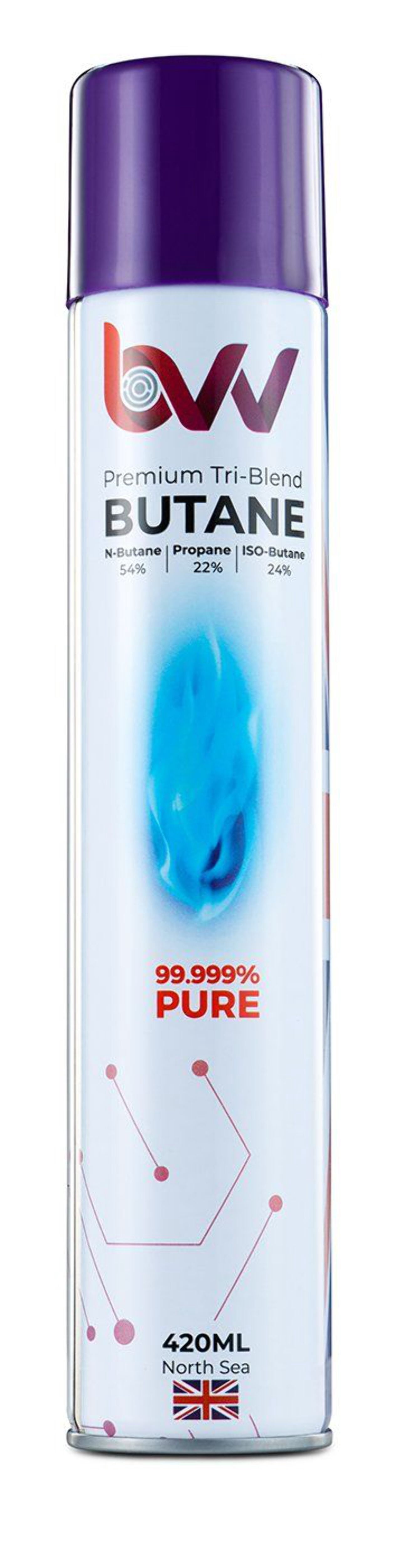 BVV 420ml Butane Gas Can - 12 Pack - 99.999% Pure Premium Tri-blend Butane Fuel Refill for Stoves, Torch, Lighter - Portable Combustible Gas Canisters Multipack