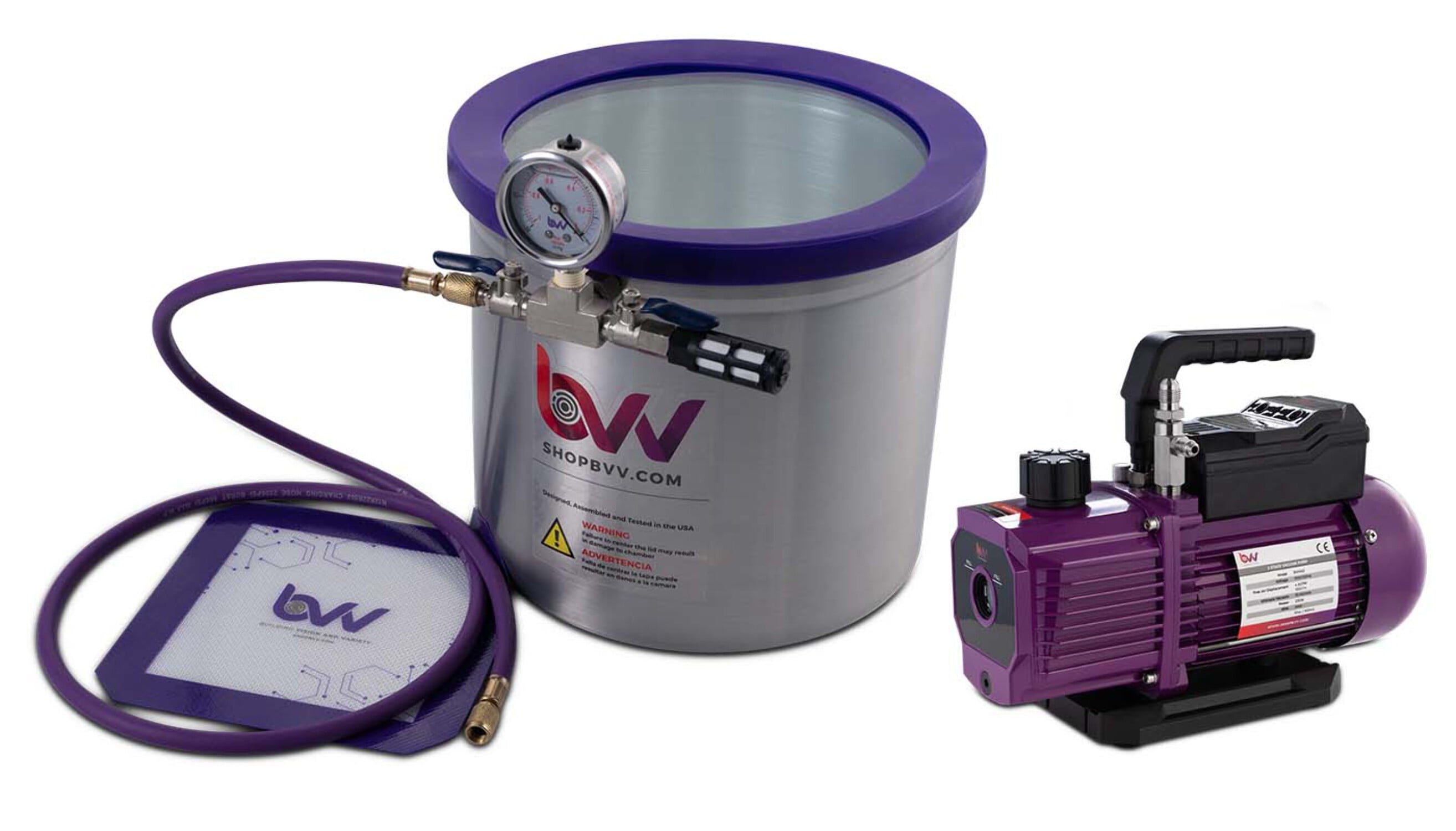 Glass Vac BVV 3 Gallon Aluminum Vacuum Chamber and Pump Kit