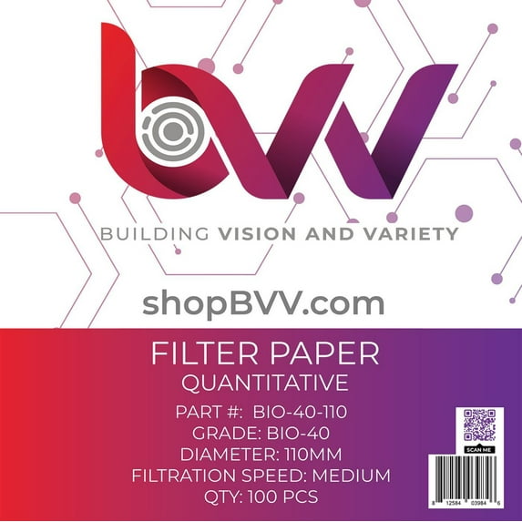 BVV Ashless Filter Papers - 110MM - Quantitative