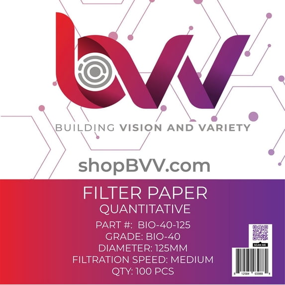 BVV Ashless Filter Papers - 125MM - Quantitative