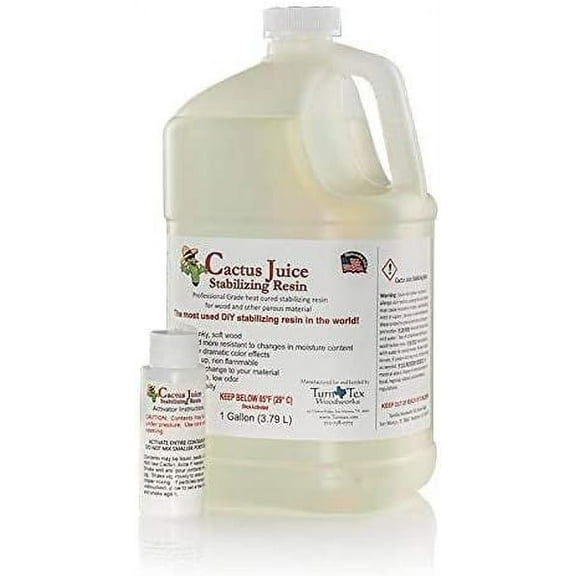 BVV Cactus Juice Stabilizing Resin for Woodworking - Cures & Hardens Soft Wood for DIY Projects, Carpentry - 1 Gallon Cactus Juice Resin - Activator Included