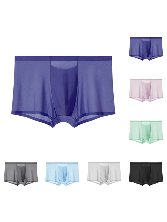 Men's Ice Silk Seamless Boxer Briefs Shorts Underwear,Underwear Comfortable Ultra-thin Breathable Male Underpants 7 Pack