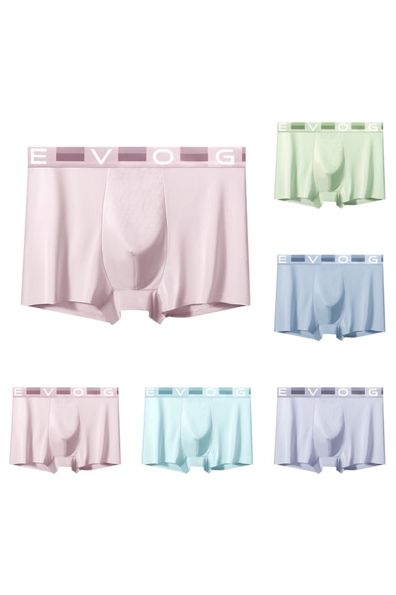 Men's Mesh Ice Silk Underwear Box Briefs Breathable Underwear Trunks Underpanties Multipacks 5 Pack