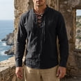 thumbnail image 1 of BVWKPCV Renaissance Men Costume Shirt Line Cotton, Medieval Pirate Tunic Lace-Up Viking Blouse Black XL, 1 of 5