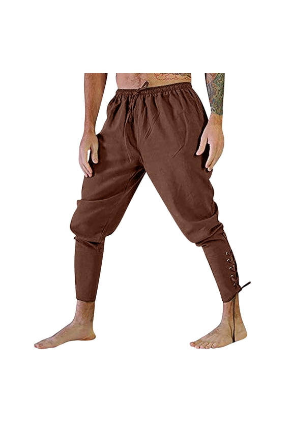 Viking Pirate Pants Men: Renaissance Costume Men Medieval Pants - Pirate Halloween Costumes & Renaissance Faire Brown XXXL