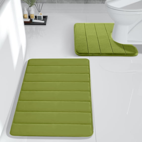 BVXEEP Bath Mat, Bathroom Rug, Memory Foam Bath Mat Set Bathroom Rugs Practical for 2 Pcs Toilet Mats Soft Comfortable Water Absorption Non-Slip Thick Machine Washable Easier to Dry DarK