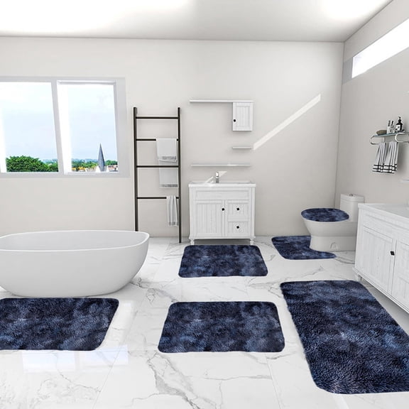 BVXEEP Bath Mat, Bathroom Rug, New Mixed Color Bath Mats 6 Set Whole Room Bath Rugs 6 Pcs Toilet Mats Universal Soft Comfort Water Absorption Non Slip Thick Machine Washable Easy to Dry Dark