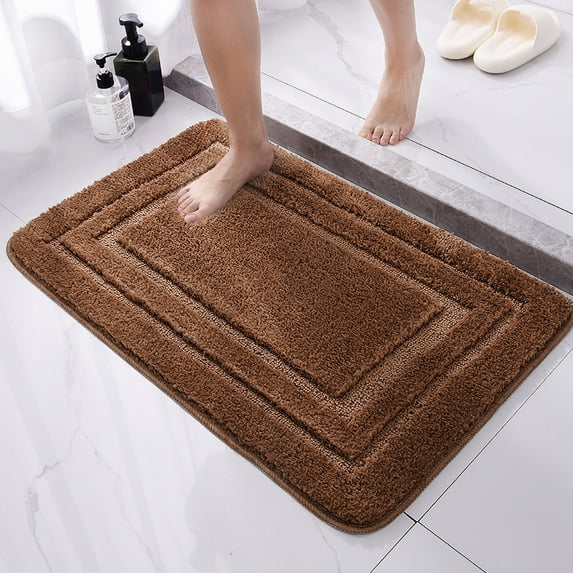 BVXEEP Bath Mats for Bathroom, Flocking Microfiber Printed Carpet, Bathroom Floor Mat, Toilet Mat, Quick Drying Foot Mat, Bathroom Water Absorbing Door Mat
