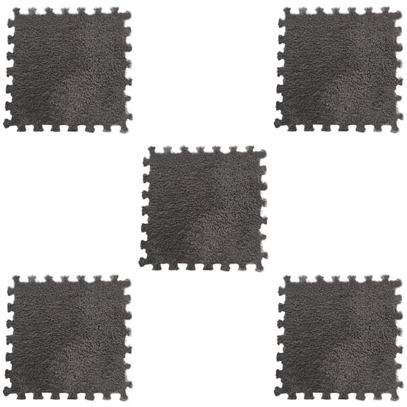 BVXEEP Bath Mats for Bathroom, 5PCS 11.81Inch Puzzle Polyester Velvet Carpet in 14 Colors