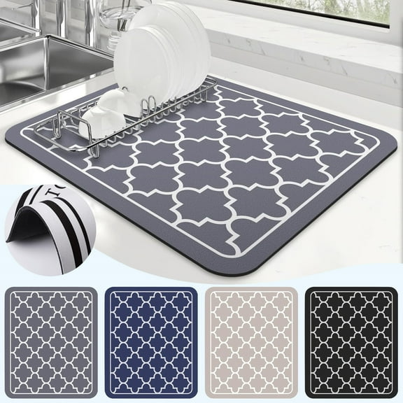 BVXEEP Bath Mats for Bathroom, Diatomaceous Earth Coffee Machine Mat Draining Mat Thermal Insulation Mat Tea