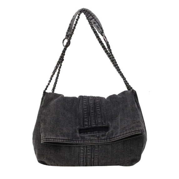 BVXEEP Gym Bag, Travel Duffle Bag, Denim Bag Fashionable Large Capacity Chain Shoulder Bag Quality Texture Women Bag